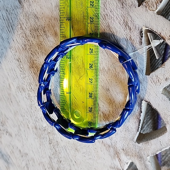 2 Chain Link Stretch Bracelet Set Red and Blue New - Picture 7 of 7